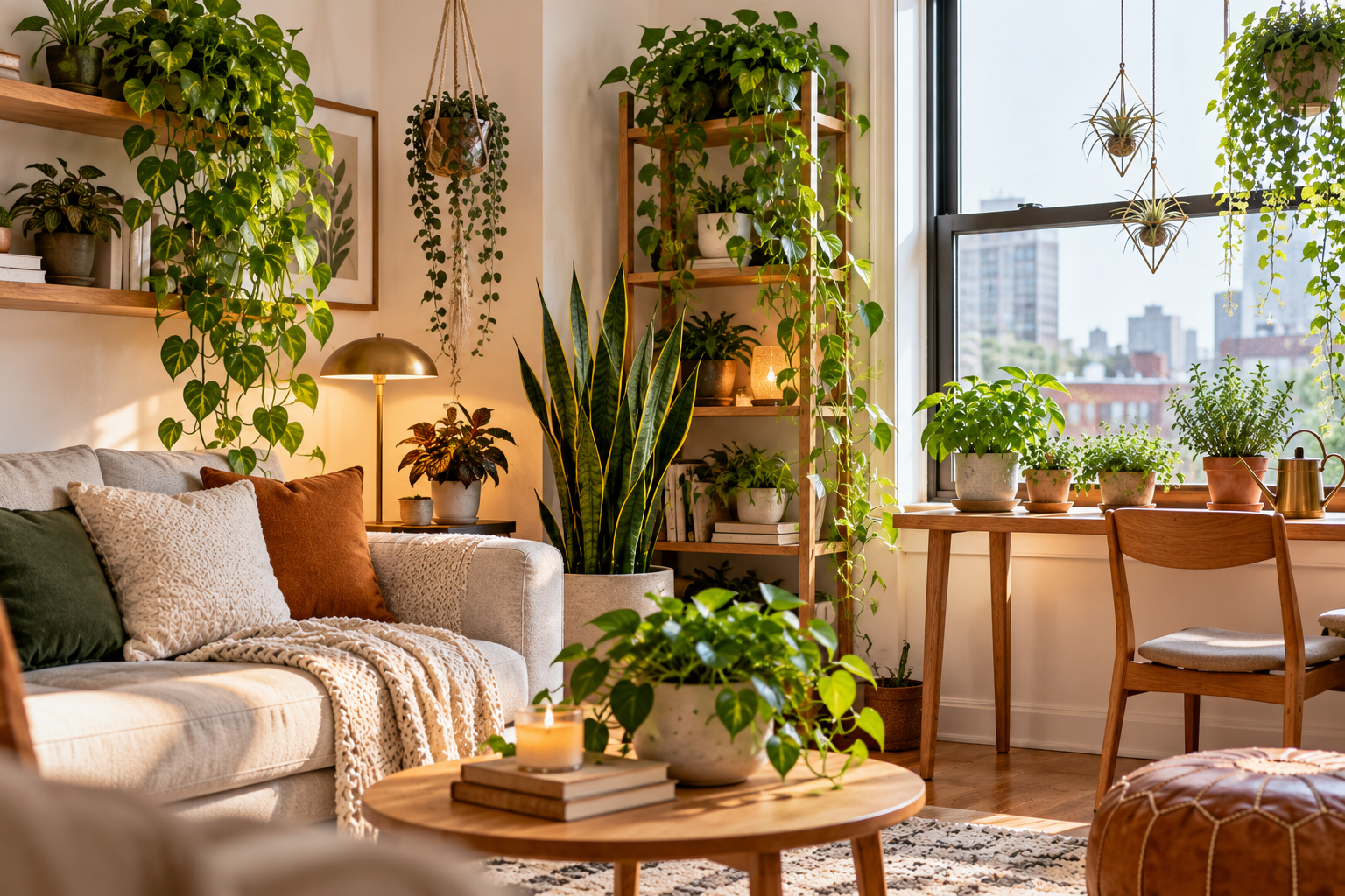 houseplants placed near a bright window for winter light